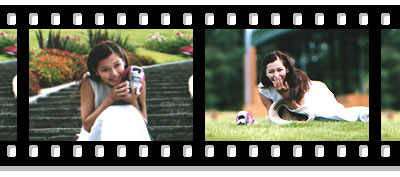 Photos of Vivian Hsu smiling, with a Poo-Chi in both photos